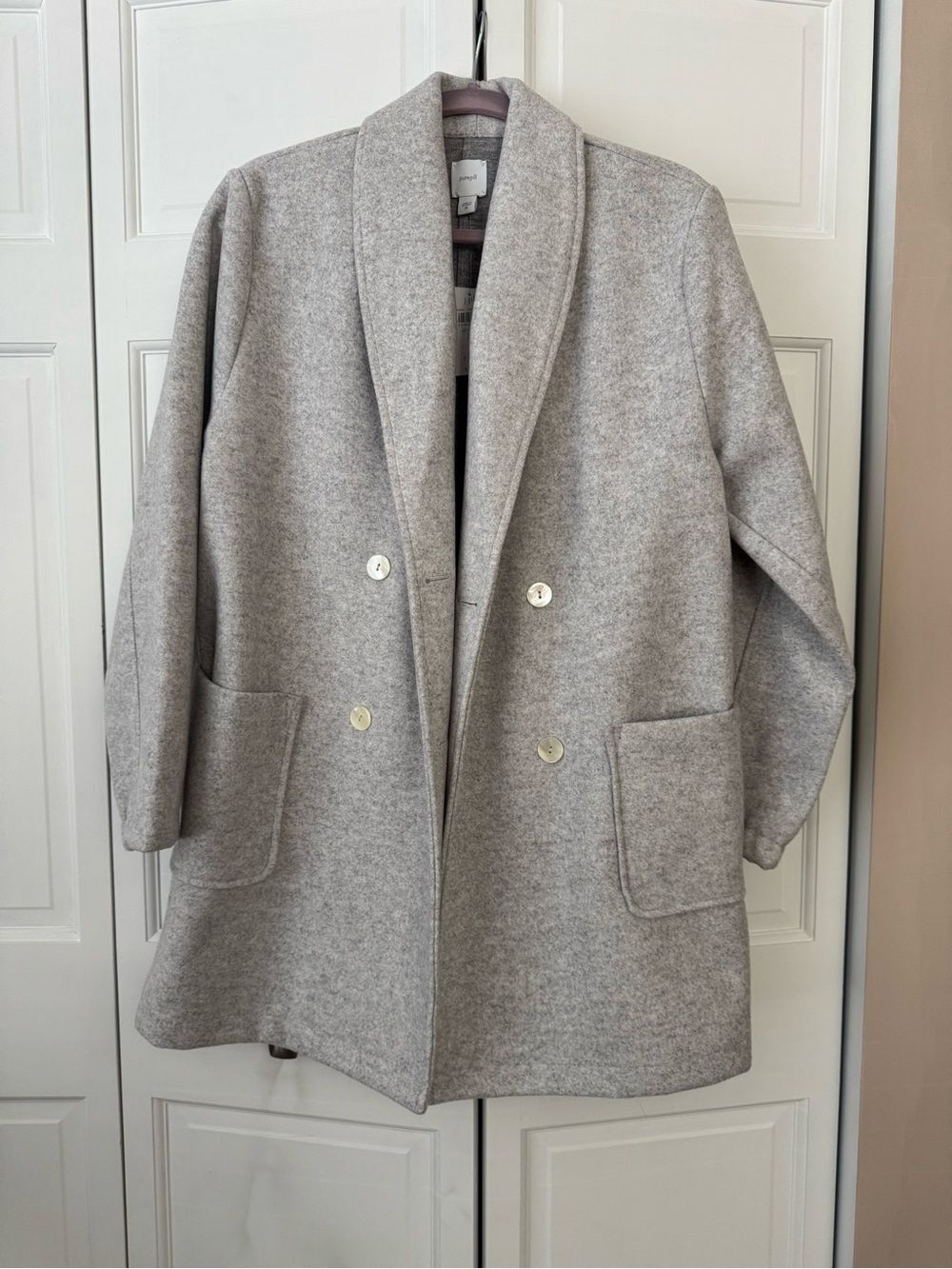 NWT Pure Jill J.Jill XS Fuzzy Shawl Collar Jacket Light Gray Car Coat